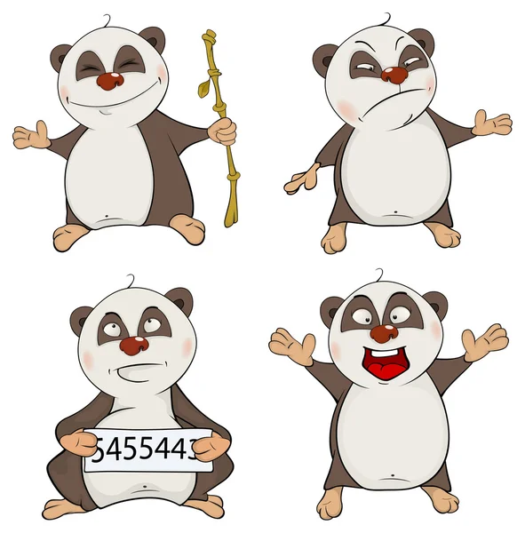Panda clip arte conjunto de dibujos animados — Vector de stock