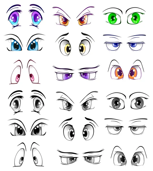 Complete set of the drawn eyes — Stock Vector