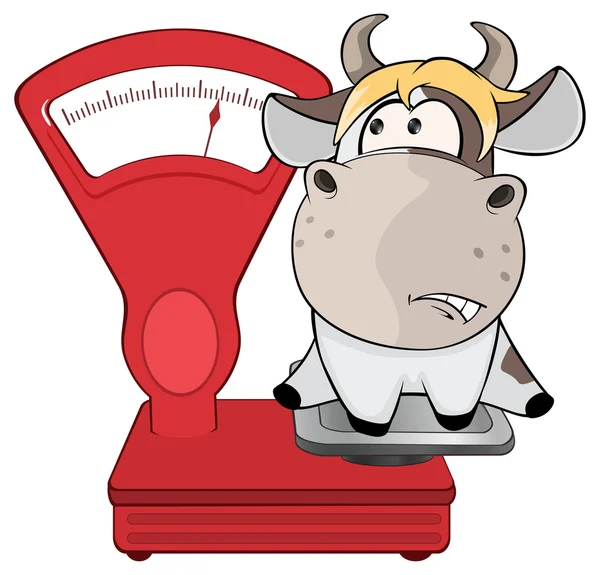 Krowa na skalę ważenia. — Wektor stockowy