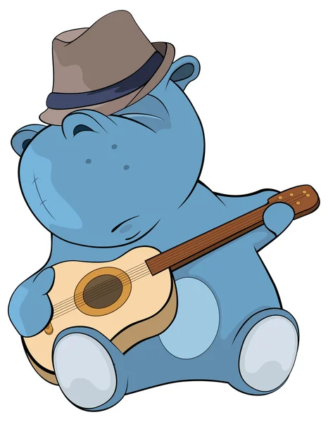 Pequeño hipopótamo, guitarrista . — Archivo Imágenes Vectoriales
