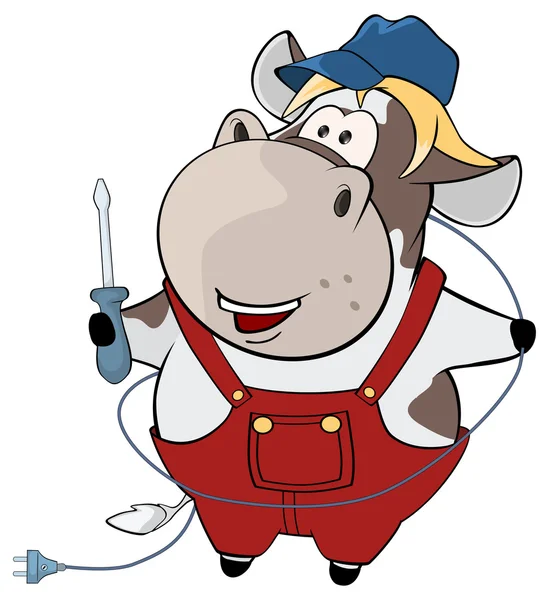 小さな牛の電気技師 — ストックベクタ