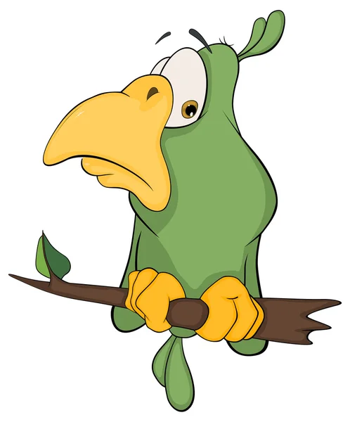Zelený papoušek kreslený — Stockový vektor