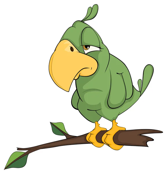 Groene papegaai cartoon — Stockvector