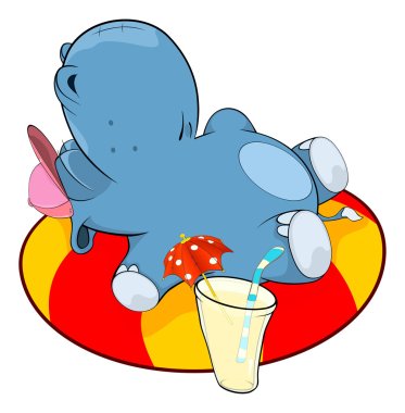 Hippo and inflatable swimming ring clipart