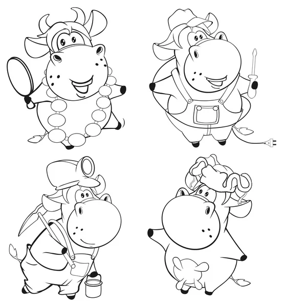 Dessin animé Vaches heureuses — Image vectorielle