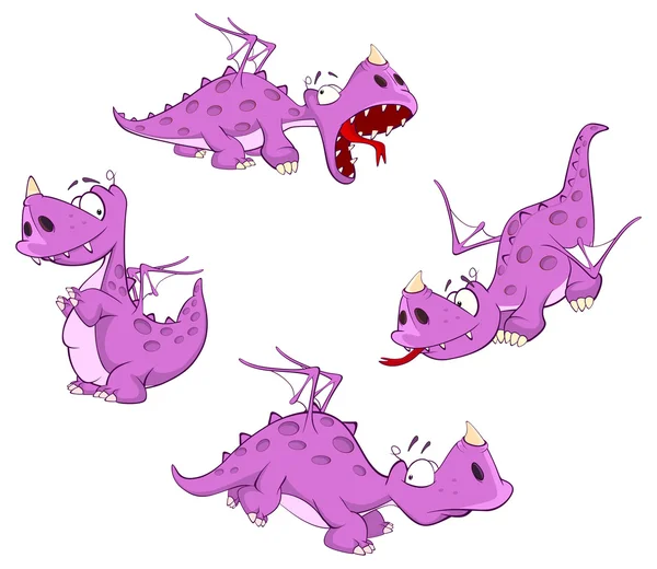 Cute violet dragons — Stock Vector