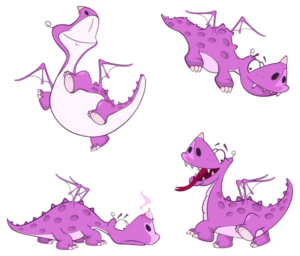 Симпатичные фиолетовые драконы — стоковый вектор