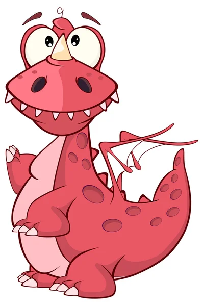 Lindo dragón rojo — Vector de stock