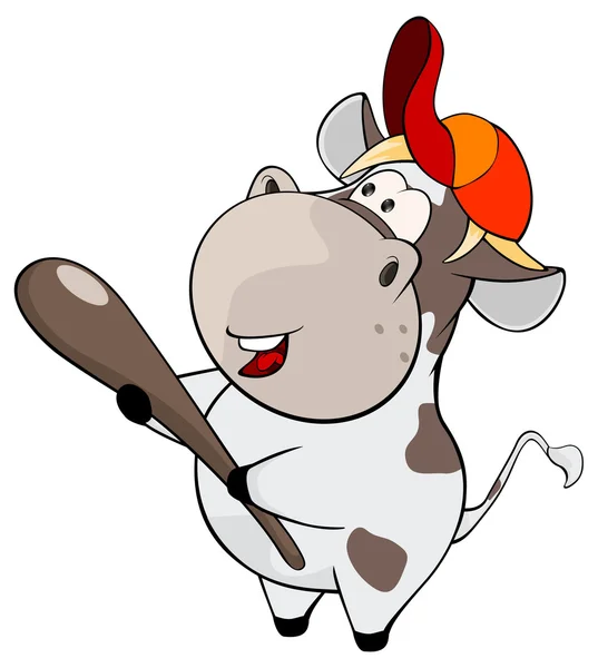Piccolo toro con mazza da baseball — Vettoriale Stock