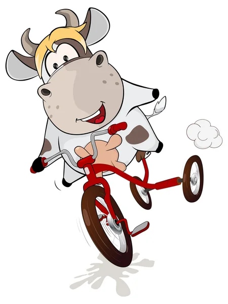 Small cow and tricycle — Stock Vector