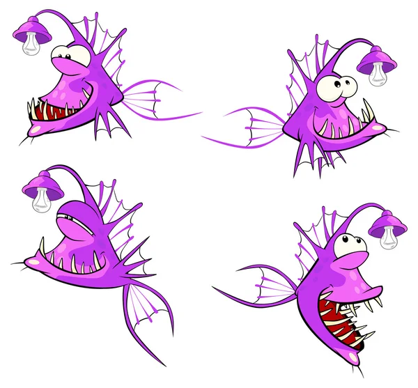 卡通可爱的深水鱼 — 图库矢量图片