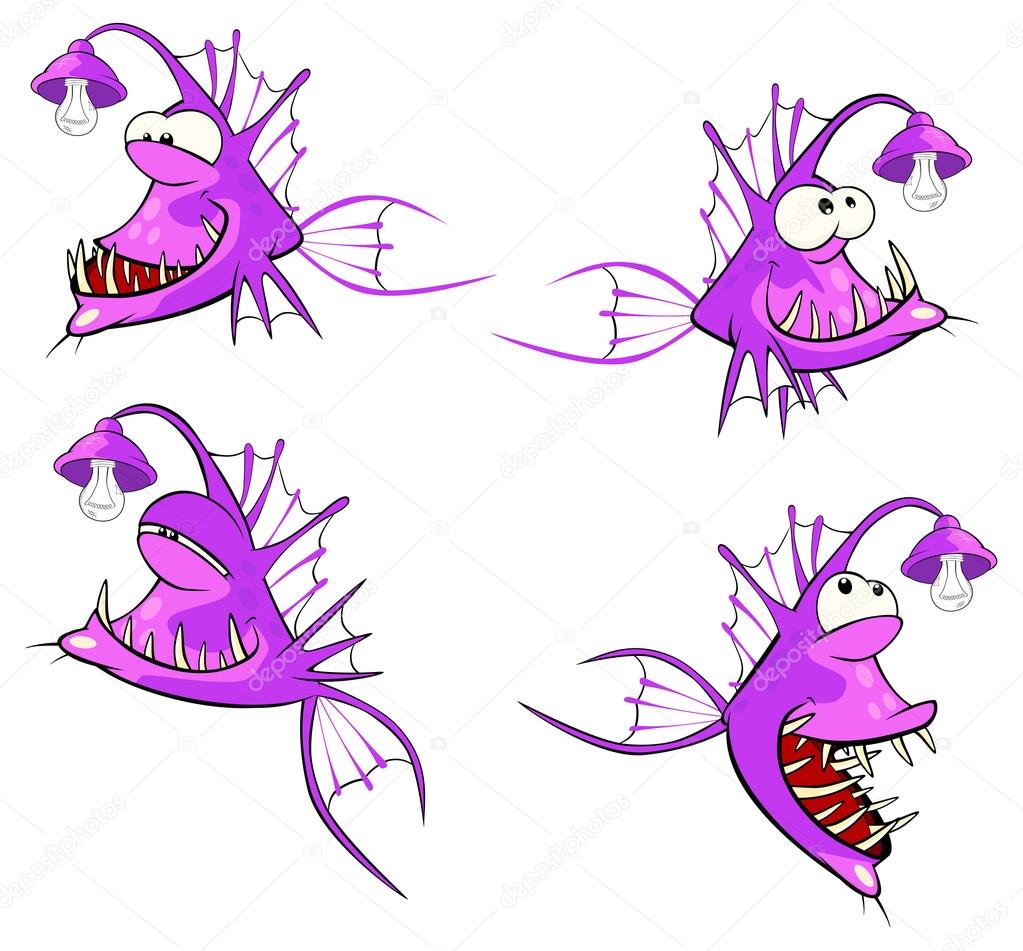 Cartoon cute deep-water fishes Stock Vector Image by ©liusaart #64826579