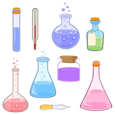 Çizgi film laboratuvar şişeler