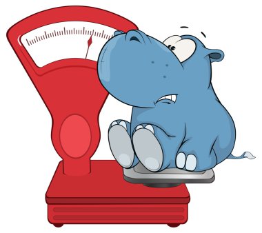 Hippo and weighing scale clipart