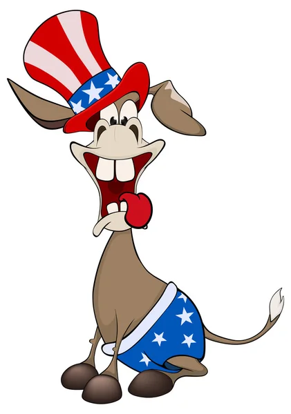 Cartoon american donkey — Stock Vector