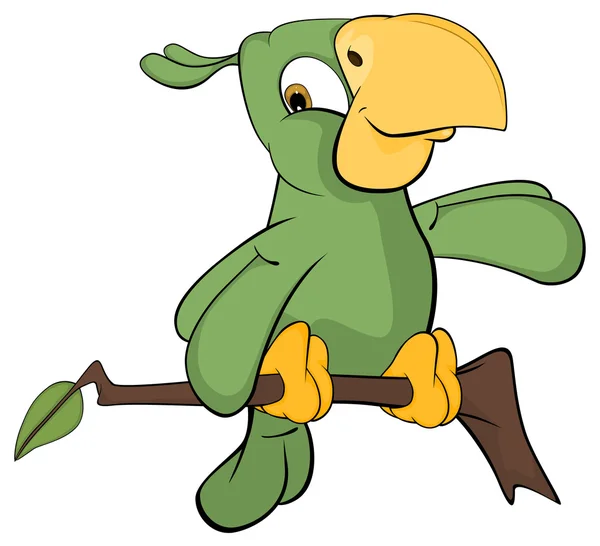 Green parrot cartoon — Stock Vector