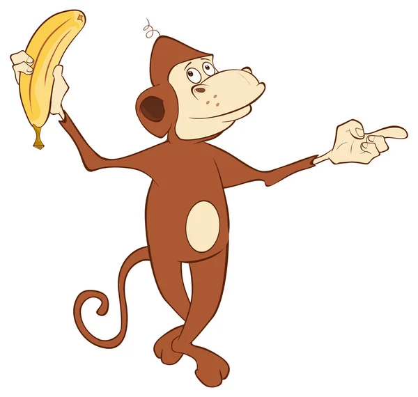 Macaco alegre com banana — Vetor de Stock