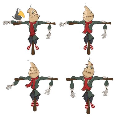 Set funny scarecrows clipart