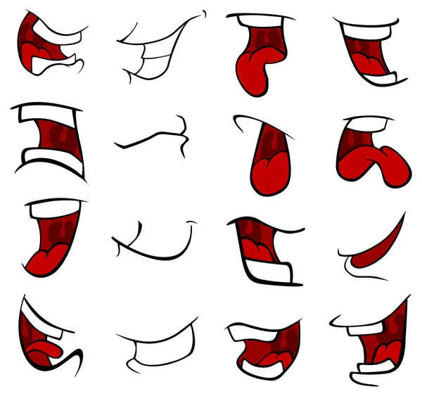 Set of mouths cartoon — Stock Vector