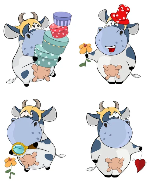 ชุดของการ์ตูน สุขสันต์วัว — ภาพเวกเตอร์สต็อก