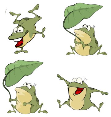 Cartoon green frogs clipart