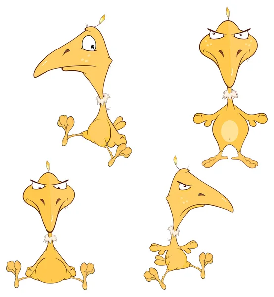 Uccelli giallo cartone animato — Vettoriale Stock