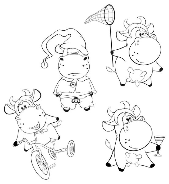 Vacas dos desenhos animados felizes — Vetor de Stock