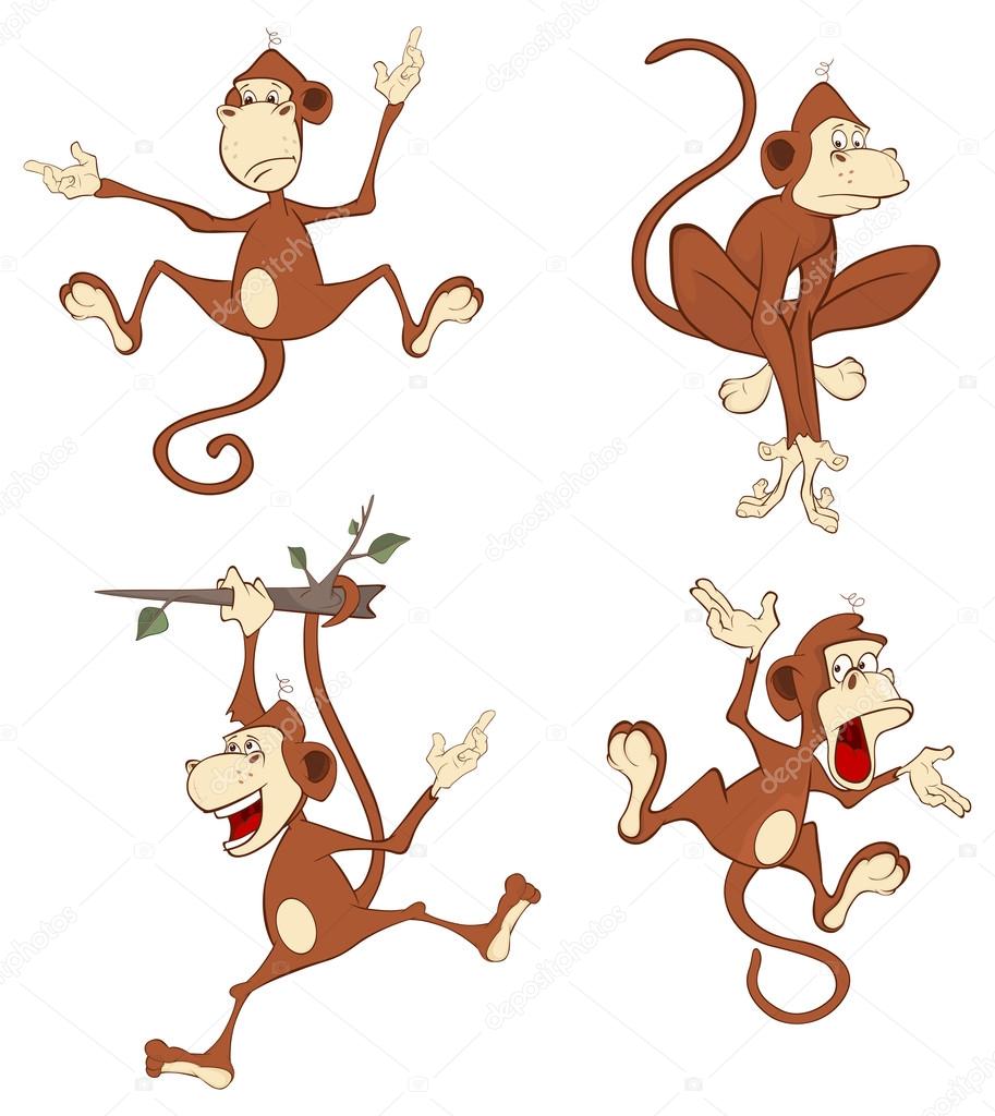 Cartoon Cheerful monkeys