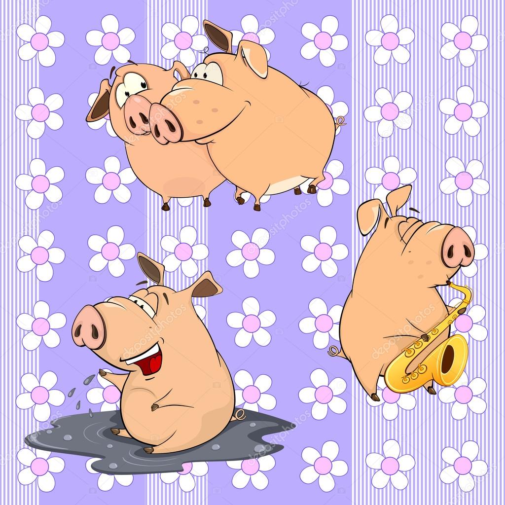 Funny cartoon pigs