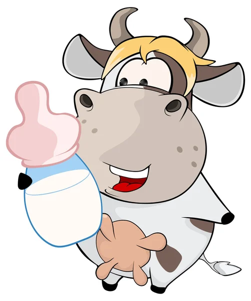 Cartoon funny cow - Stok Vektor