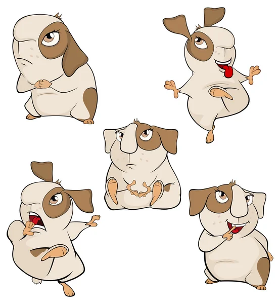 Divertido conjunto de dibujos animados de conejillo de indias marrón — Vector de stock