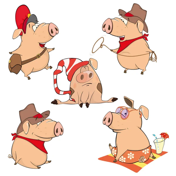 Vrolijke Cartoon varkens — Stockvector