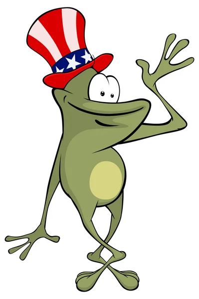 一只绿色的青蛙。卡通 — 图库矢量图片
