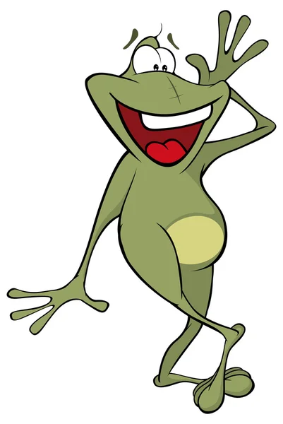 Зеленая лягушка. Мультфильм — стоковый вектор