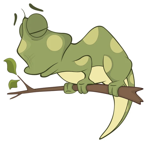 Big green Chameleon cartoon. — Stock Vector