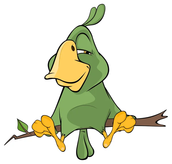 Papagaio verde desenhos animados — Vetor de Stock