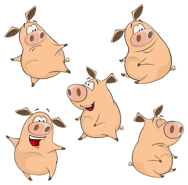 Ensemble de cochons joyeux Dessin animé — Image vectorielle