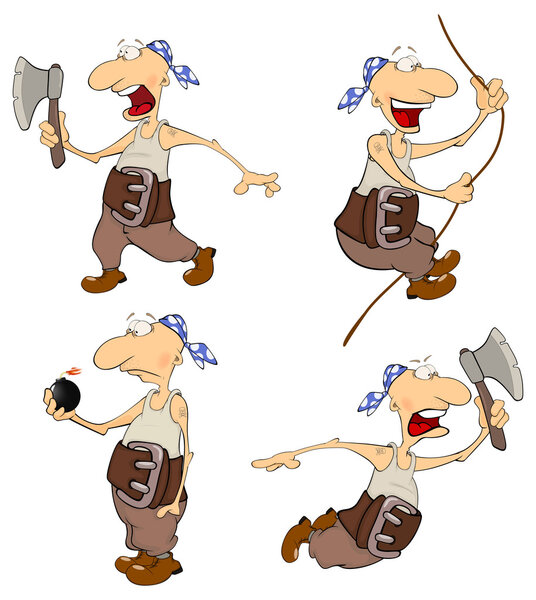 набор симпатичных пиратских мультфильмов
