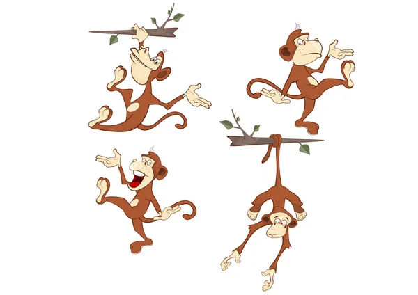 쾌활 한 원숭이의 세트 — 스톡 벡터