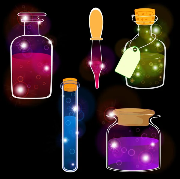 Set of laboratory flasks — Stock Vector