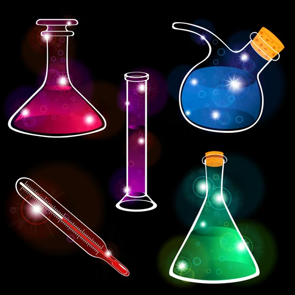 Set of laboratory flasks — Stock Vector