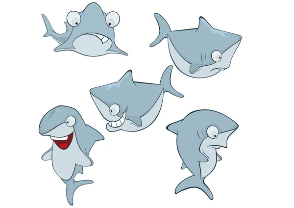 Sada roztomilý žraloků — Stockový vektor