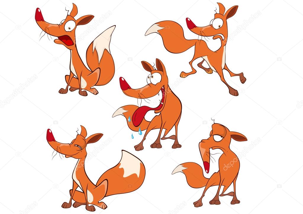 set of funny foxes. Cartoon