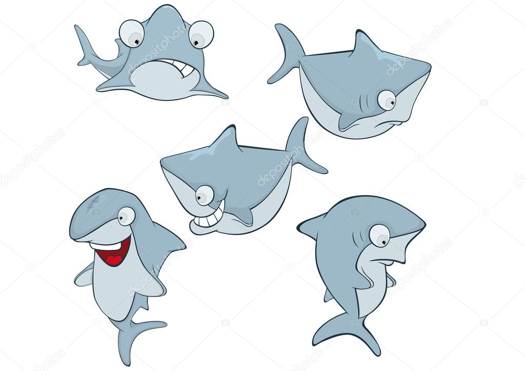 Set of cute sharks
