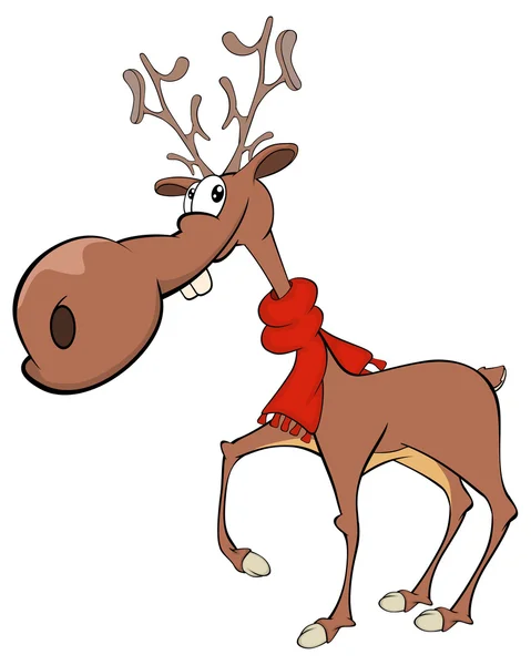 Renna cartone animato di Natale — Vettoriale Stock