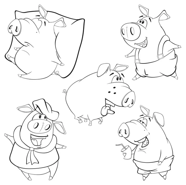 Mignon cochons dessin animé — Image vectorielle