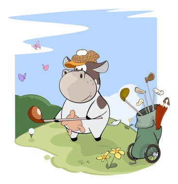 A little golfer cow. clipart