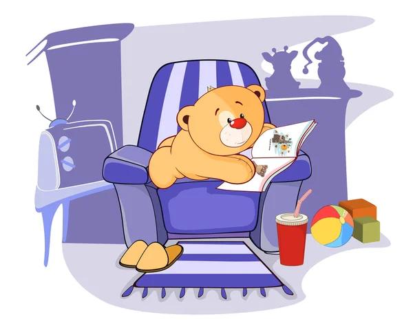 Hračka medvěd čtení knihy — Stockový vektor