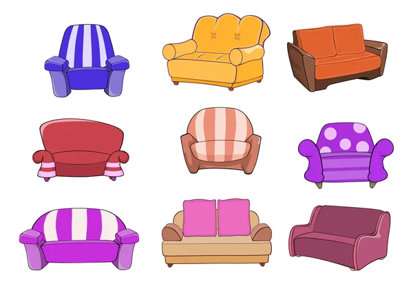 Set of chairs and armchairs — Stock Vector