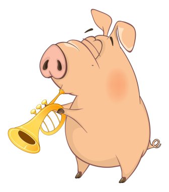 sevimli çizgi domuz müzisyen